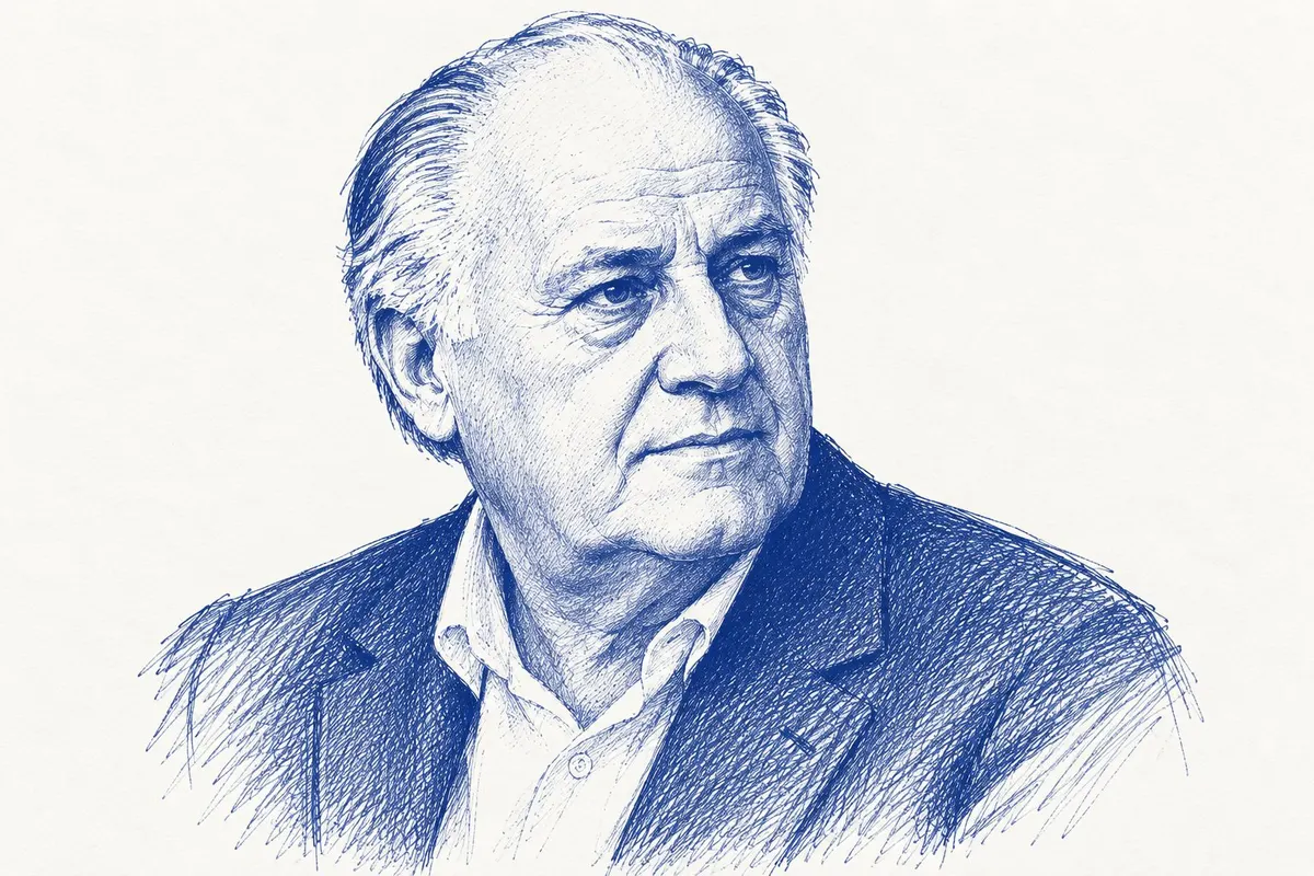 Ilustración de Amancio Ortega para la ficha de marca